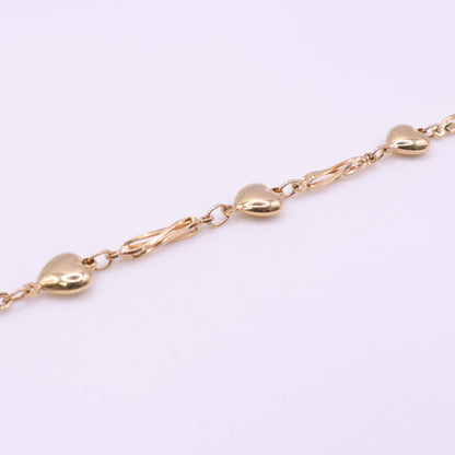 Second-Hand 9ct Yellow Gold Alternating Heart Link Bracelet