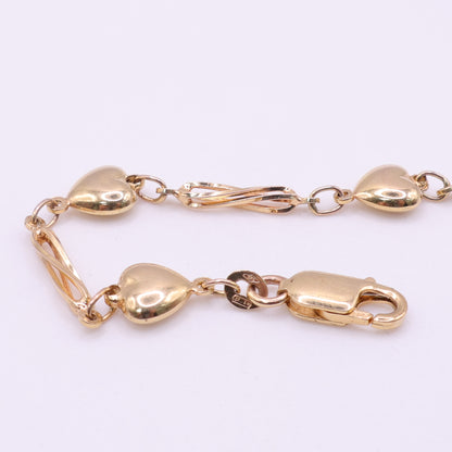 Second-Hand 9ct Yellow Gold Alternating Heart Link Bracelet