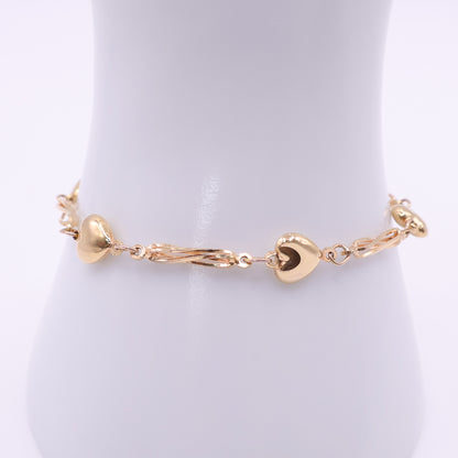 Second-Hand 9ct Yellow Gold Alternating Heart Link Bracelet