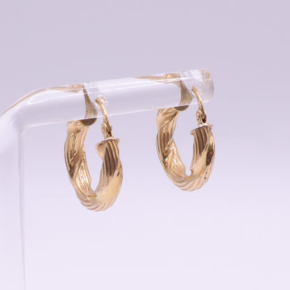 Second-Hand 9ct Yellow Gold Textured Hoop Earrings
