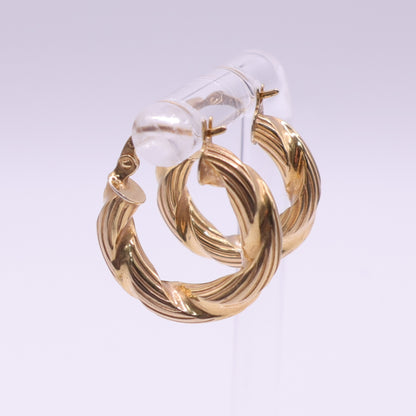 Second-Hand 9ct Yellow Gold Textured Hoop Earrings
