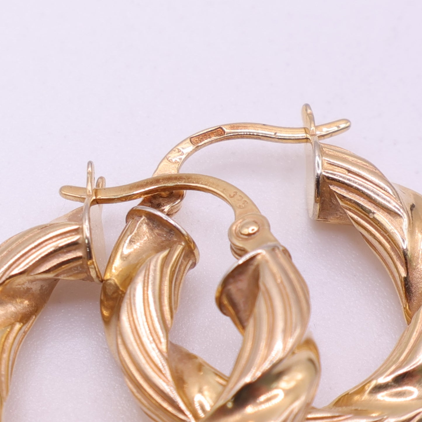 Second-Hand 9ct Yellow Gold Textured Hoop Earrings
