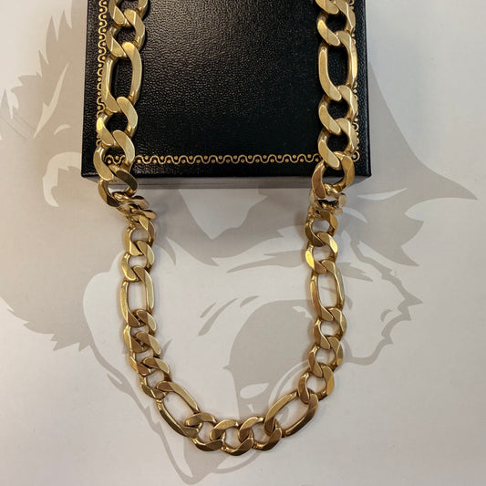 9ct Yellow Gold Figaro Chain - 24 Inch
