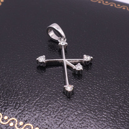 Second Hand 9ct White Gold Diamond Set Cross Pendant