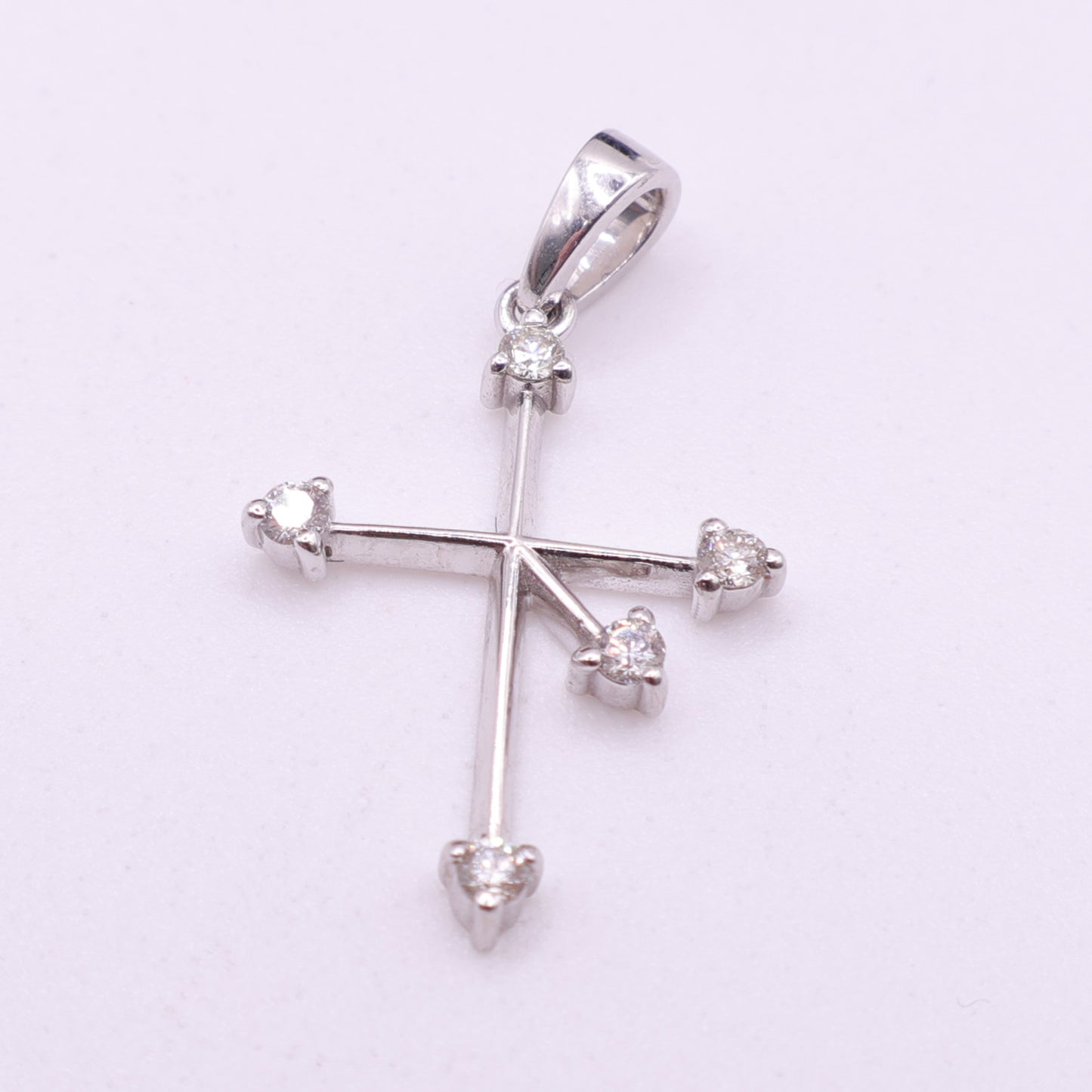 Second Hand 9ct White Gold Diamond Set Cross Pendant