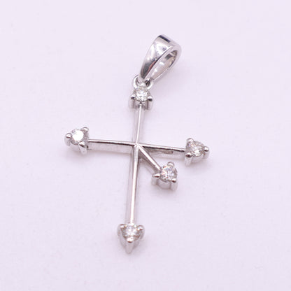 Second Hand 9ct White Gold Diamond Set Cross Pendant