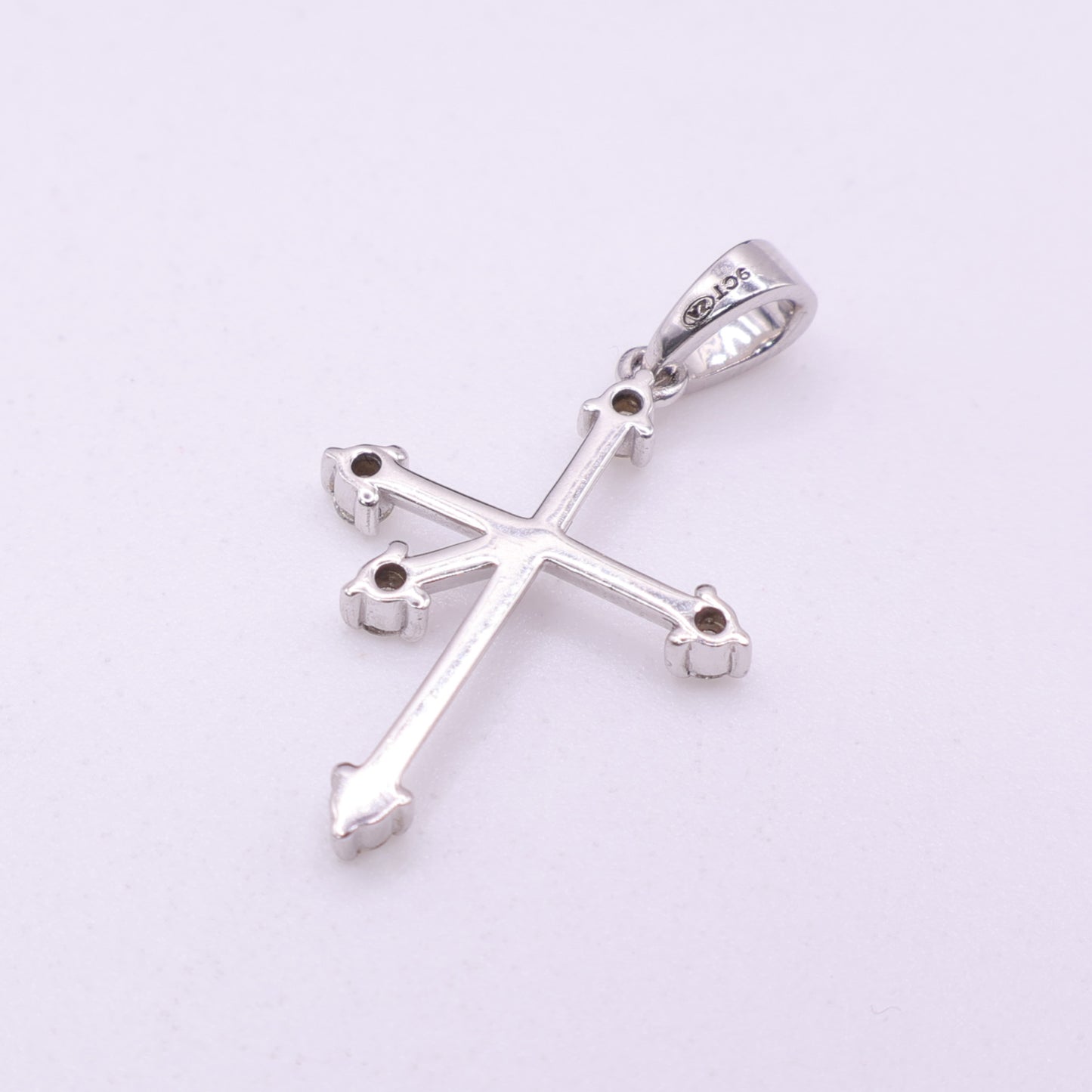 Second Hand 9ct White Gold Diamond Set Cross Pendant