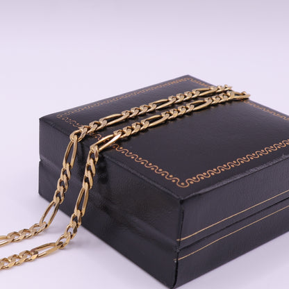 9ct Yellow Gold Long Link Figaro Chain Necklace