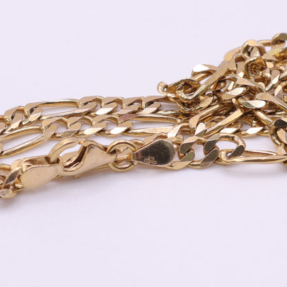 9ct Yellow Gold Long Link Figaro Chain Necklace
