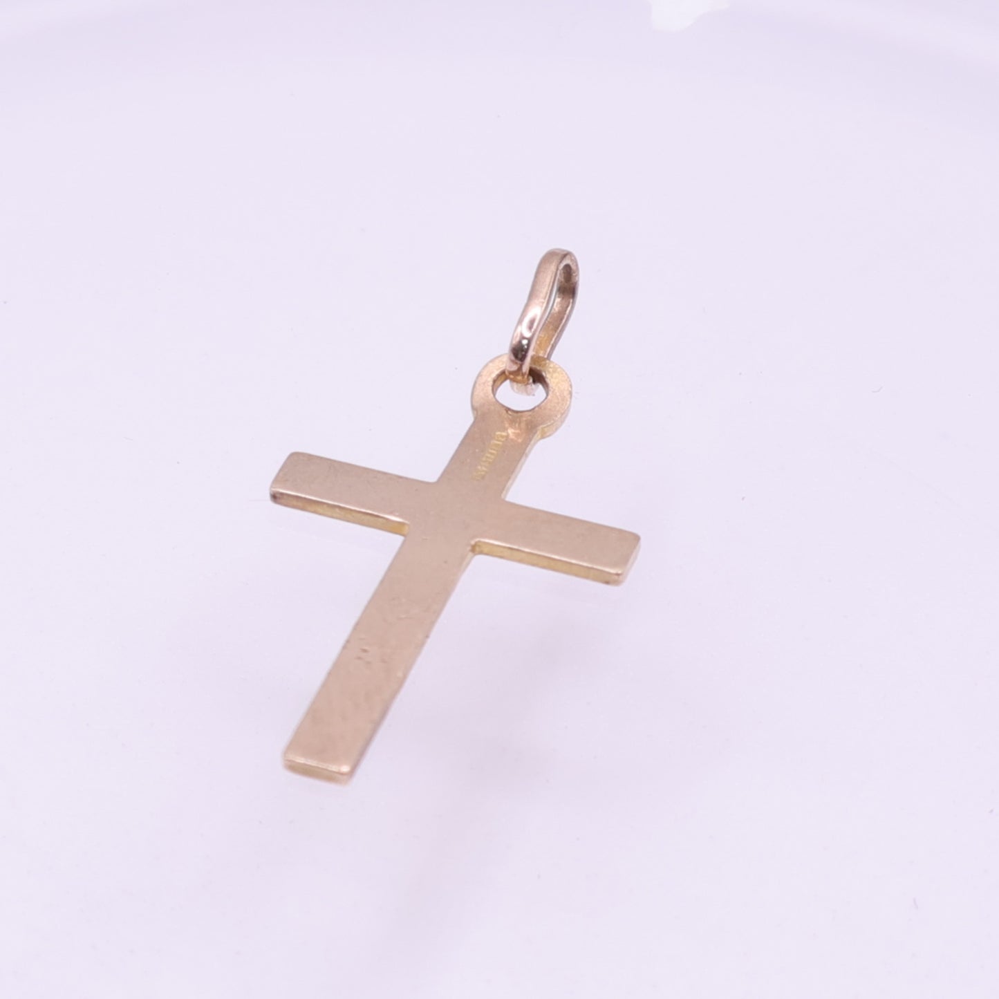 9ct Yellow Gold Textured Plain Cross Pendant