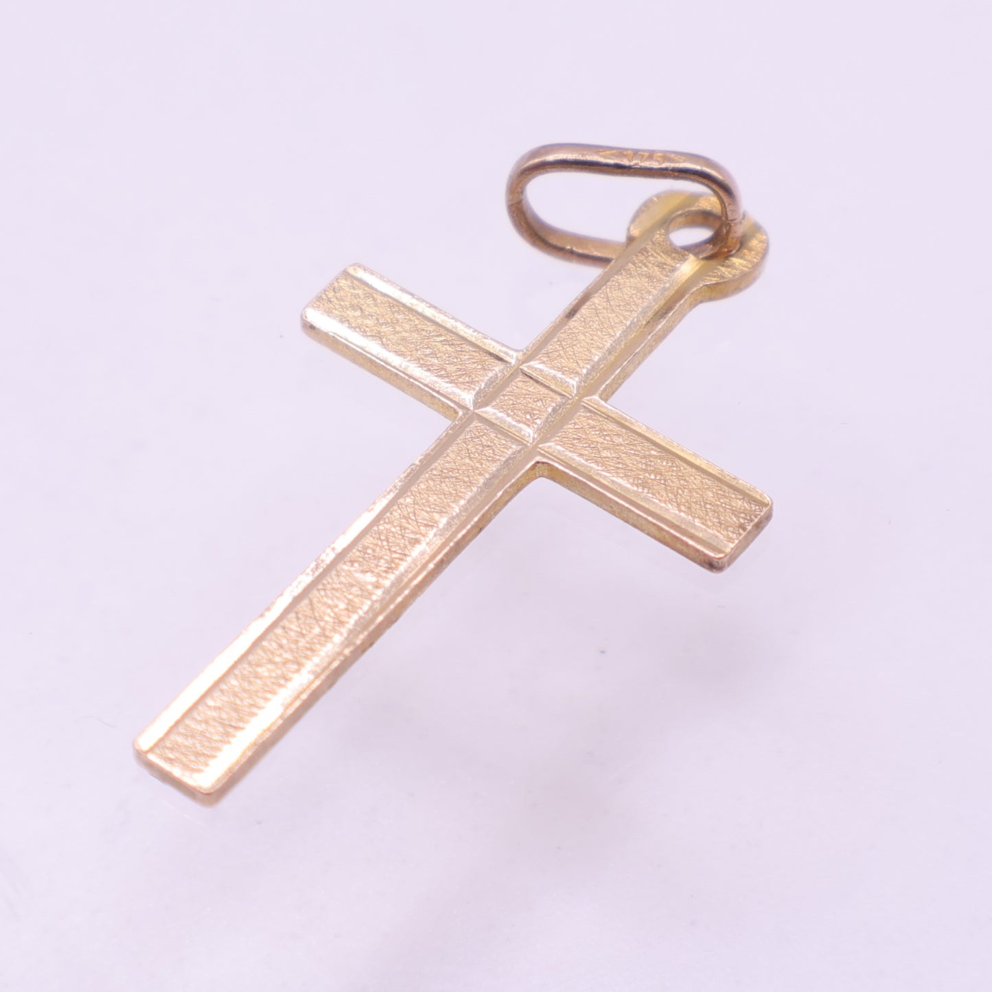 9ct Yellow Gold Textured Plain Cross Pendant