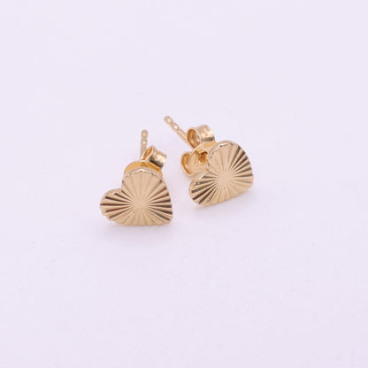 Second Hand 18ct Gold Sunburst Heart Stud Earrings