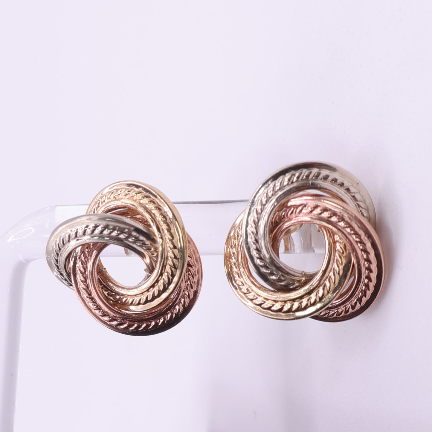 9ct Tri-Colour Gold Interlocking Knot Stud Earrings