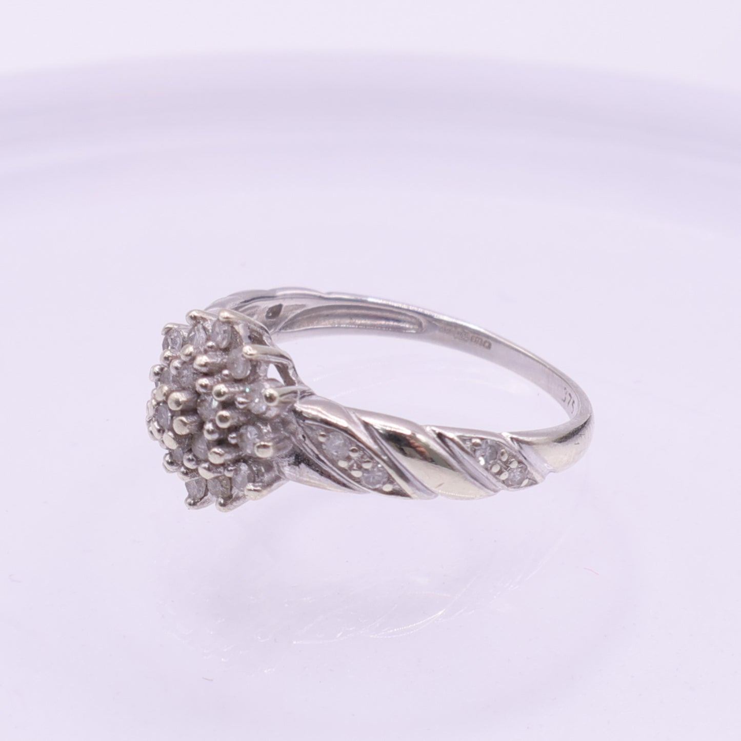 Second Hand 9ct White Gold Diamond Cluster Flower Ring
