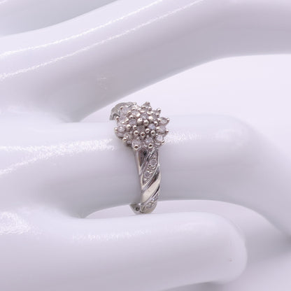 Second Hand 9ct White Gold Diamond Cluster Flower Ring