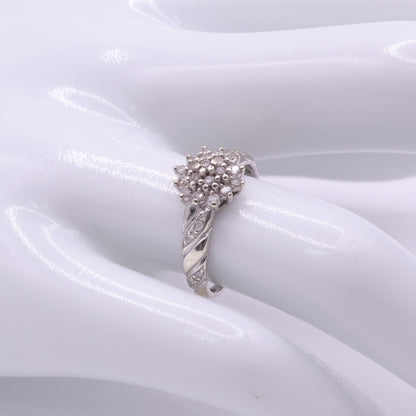 Second Hand 9ct White Gold Diamond Cluster Flower Ring