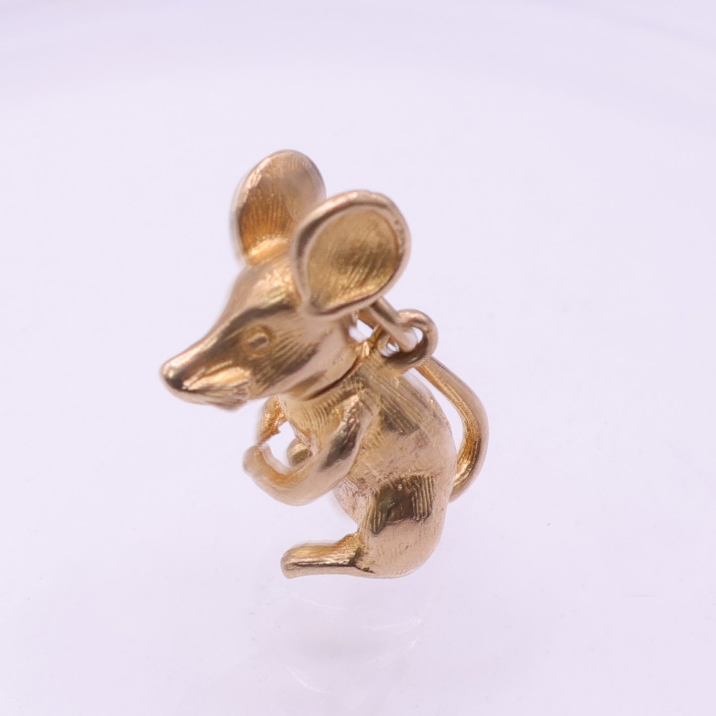 9ct Yellow Gold Standing Mouse Charm Pendant