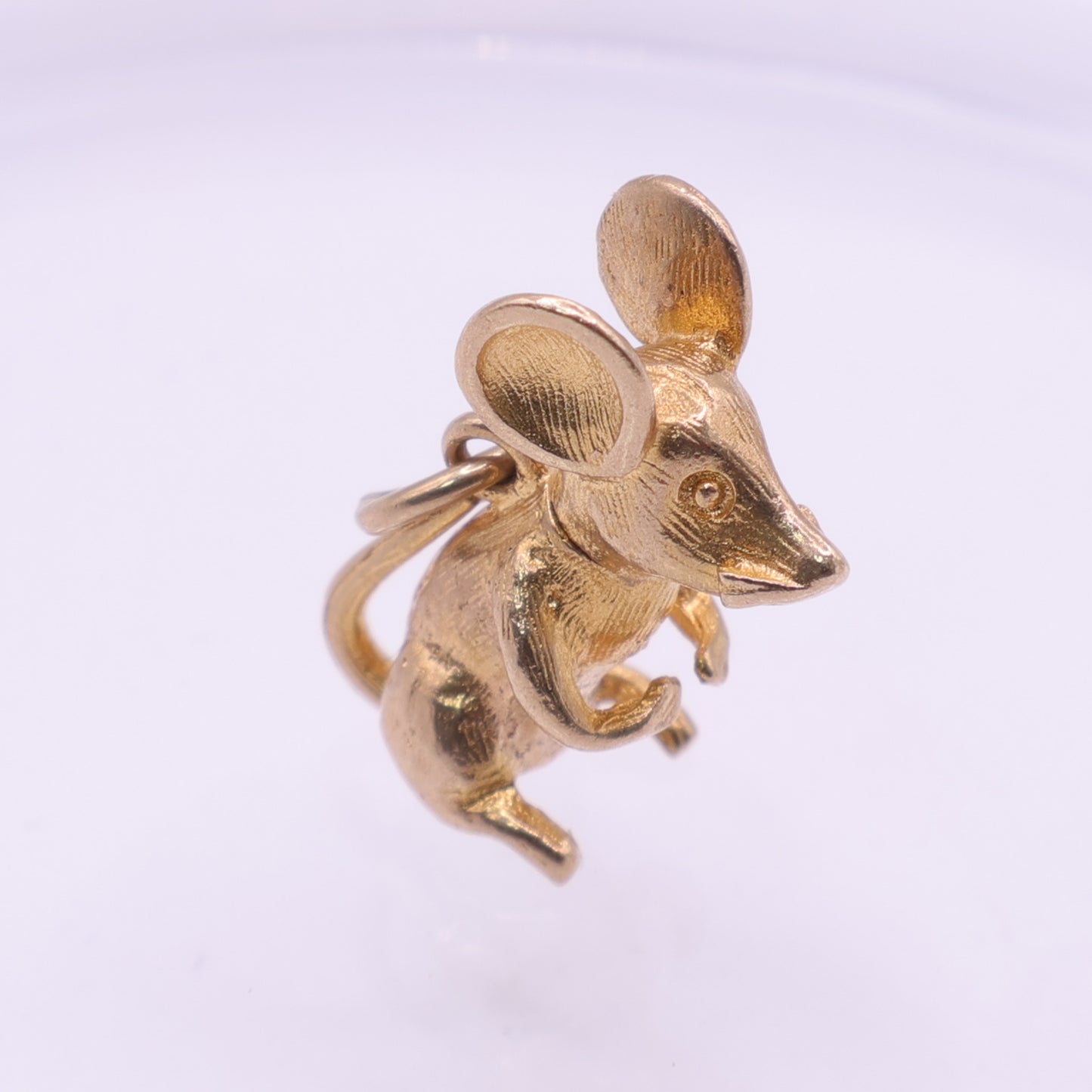 9ct Yellow Gold Standing Mouse Charm Pendant