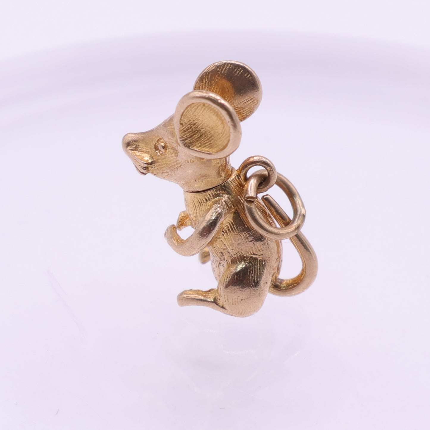 9ct Yellow Gold Standing Mouse Charm Pendant