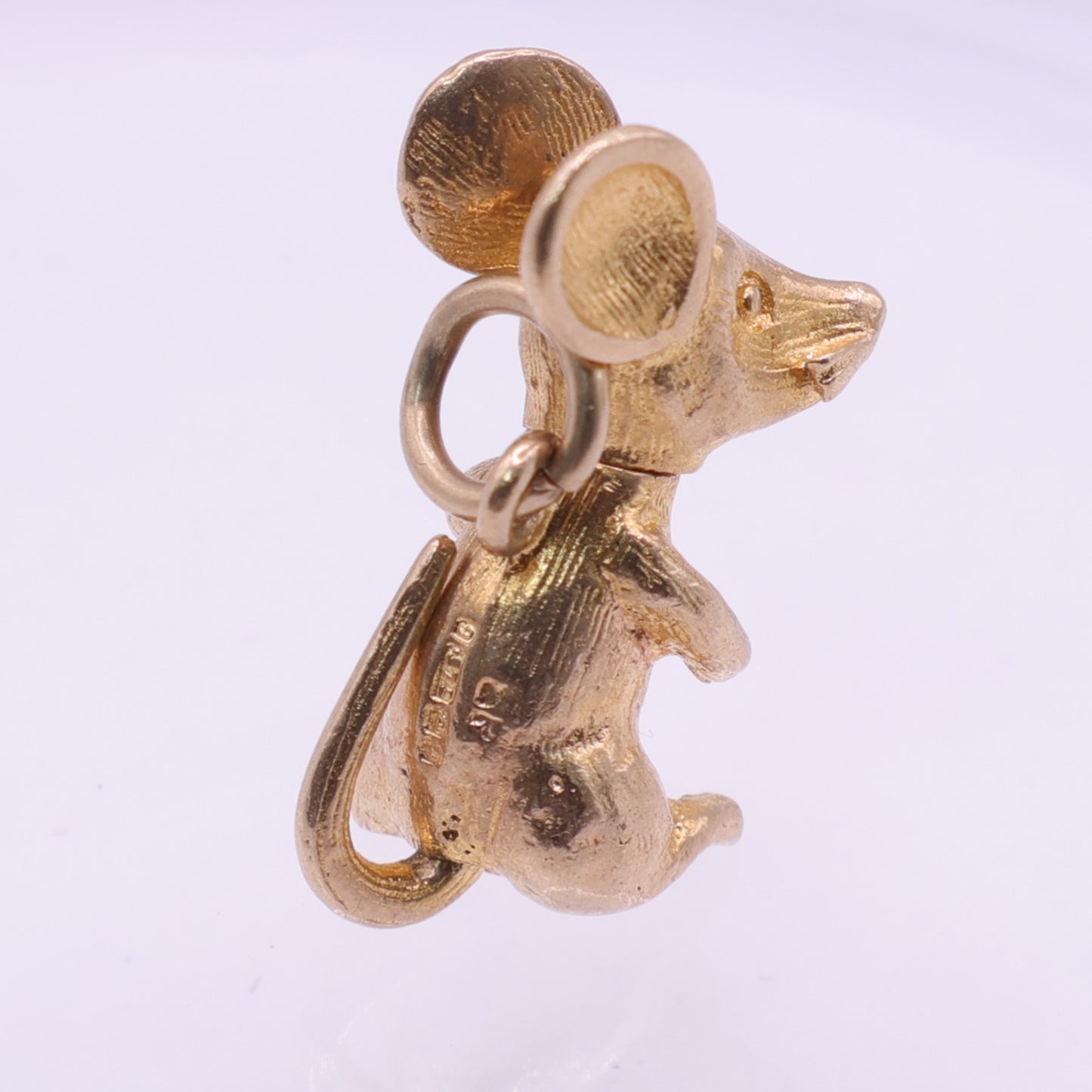 9ct Yellow Gold Standing Mouse Charm Pendant