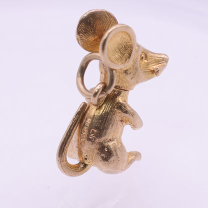 9ct Yellow Gold Standing Mouse Charm Pendant