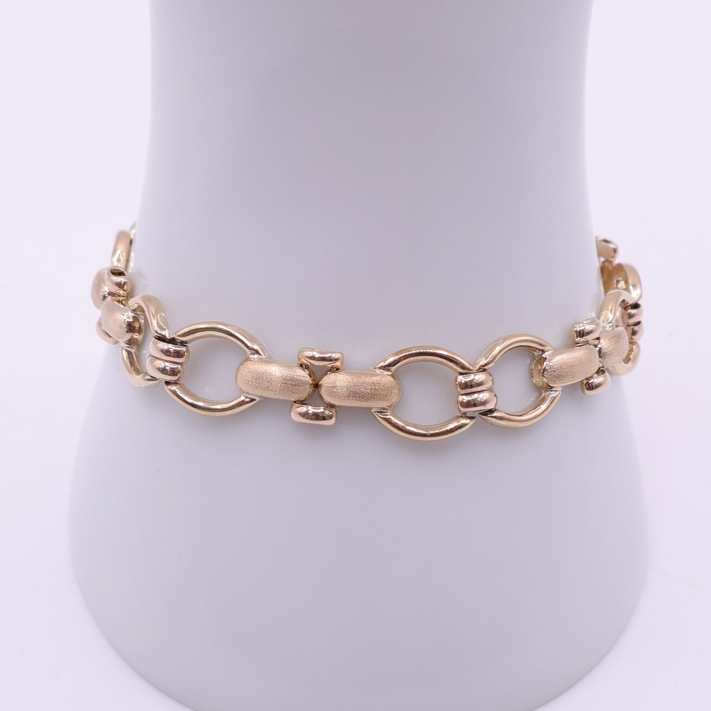 Second Hand 9ct Yellow Gold Fancy Link Bracelet with T-Bar Clasp