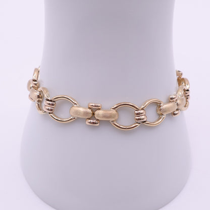 Second Hand 9ct Yellow Gold Fancy Link Bracelet with T-Bar Clasp