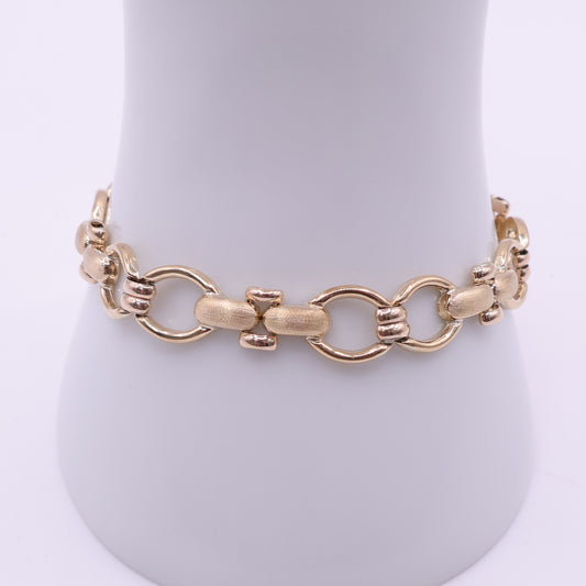 Second Hand 9ct Yellow Gold Fancy Link Bracelet with T-Bar Clasp