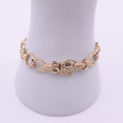Second Hand 9ct Yellow Gold Fancy Link Bracelet with T-Bar Clasp