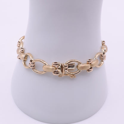 Second Hand 9ct Yellow Gold Fancy Link Bracelet with T-Bar Clasp