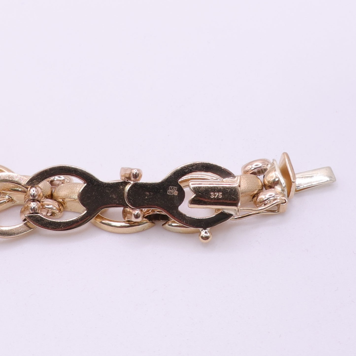 Second Hand 9ct Yellow Gold Fancy Link Bracelet with T-Bar Clasp