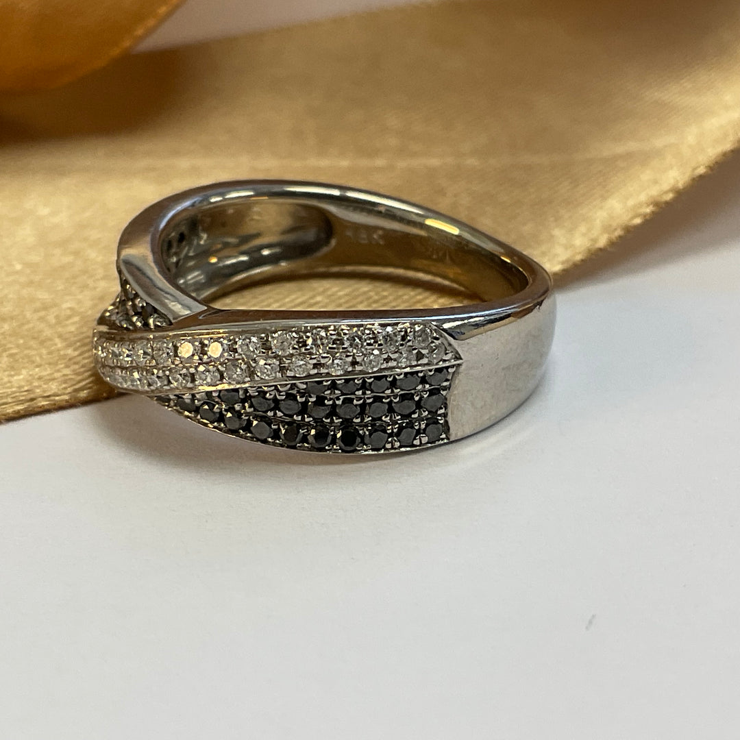 18ct White Gold Black and White Diamond Eternity Ring