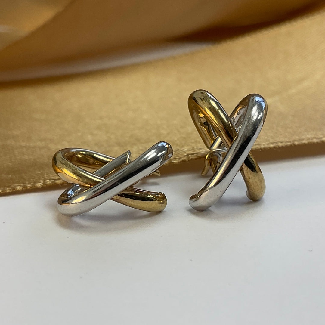 9ct Yellow & White Gold Hoop Earrings