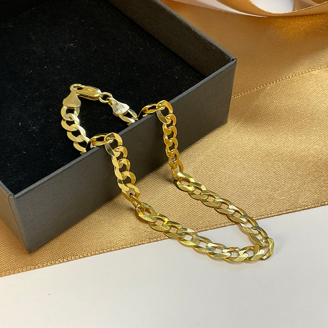 9ct Yellow Gold Curb Bracelet - 8 Inch