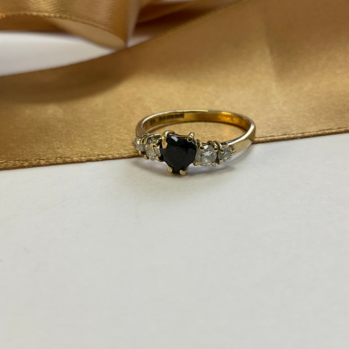 9ct Yellow Gold Sapphire and Cubic Zirconia Dress Ring