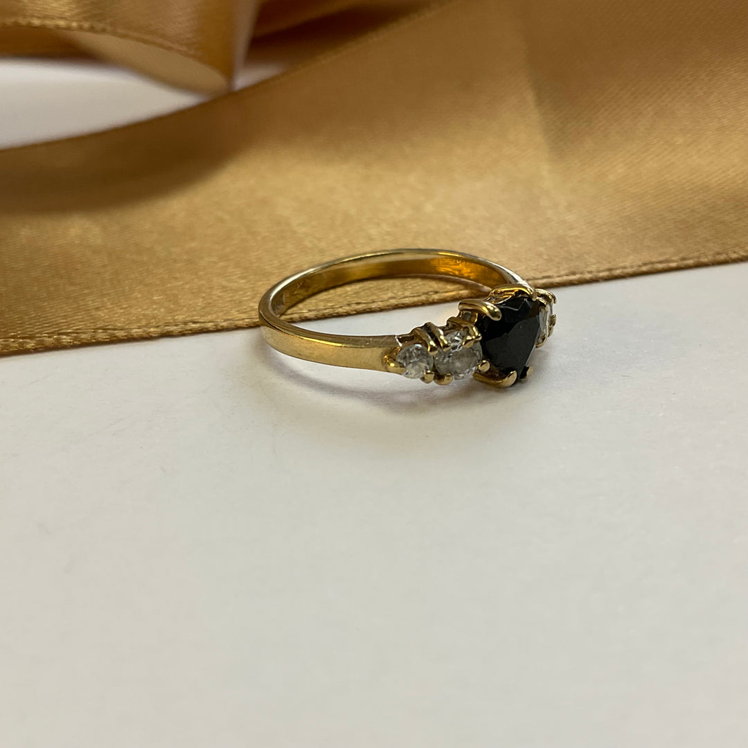 9ct Yellow Gold Sapphire and Cubic Zirconia Dress Ring