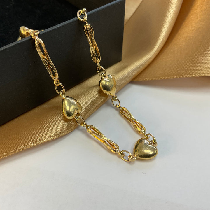 9ct Yellow Gold Heart Bracelet