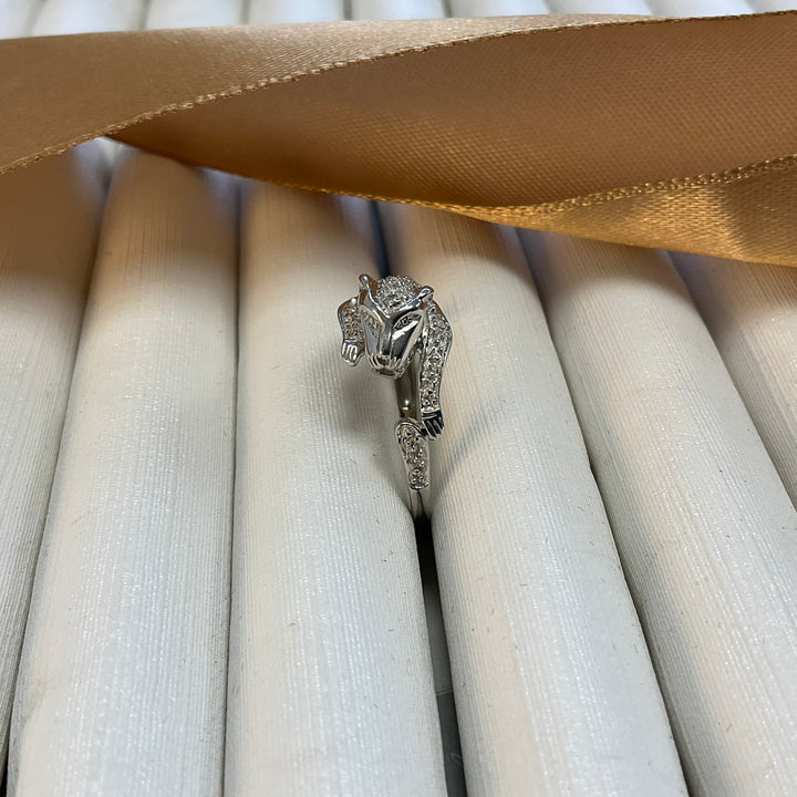 9ct White Gold Diamond Panther Ring