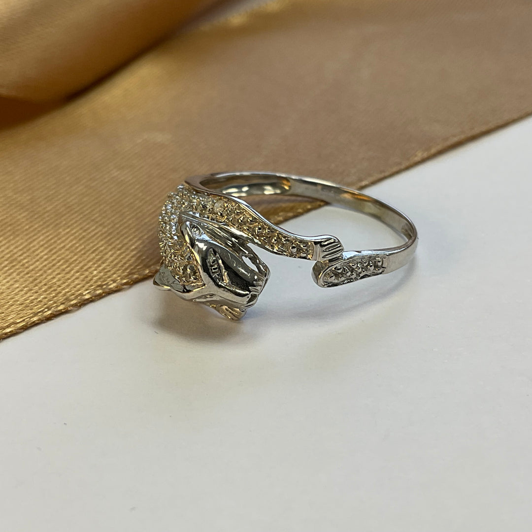 9ct White Gold Diamond Panther Ring