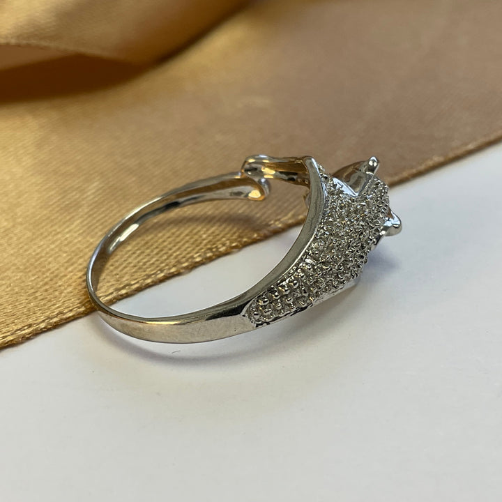 9ct White Gold Diamond Panther Ring