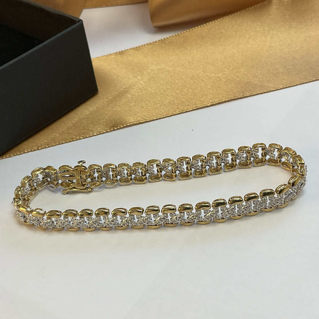 9ct Yellow Gold Diamond Tennis Bracelet