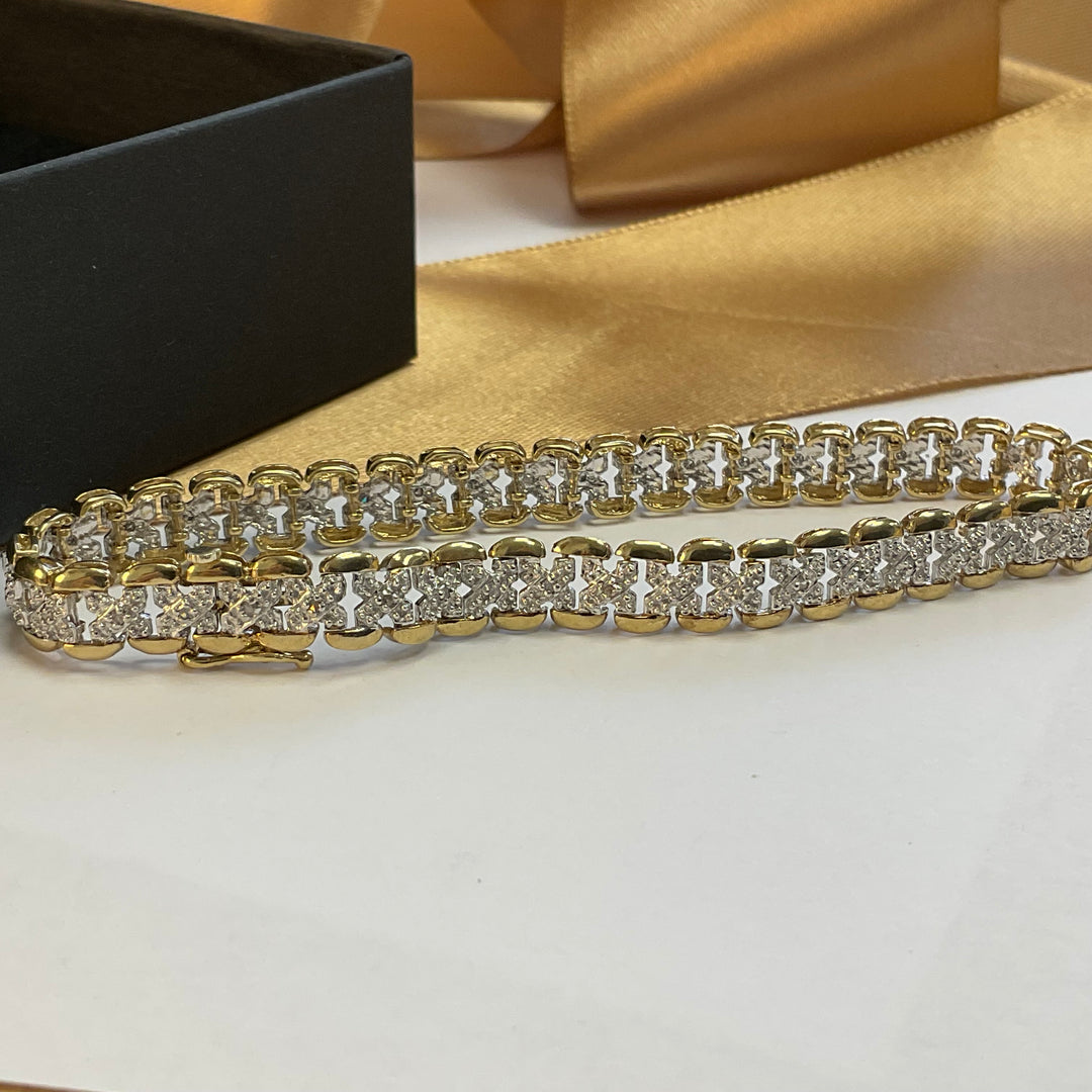 9ct Yellow Gold Diamond Tennis Bracelet