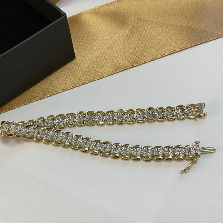 9ct Yellow Gold Diamond Tennis Bracelet