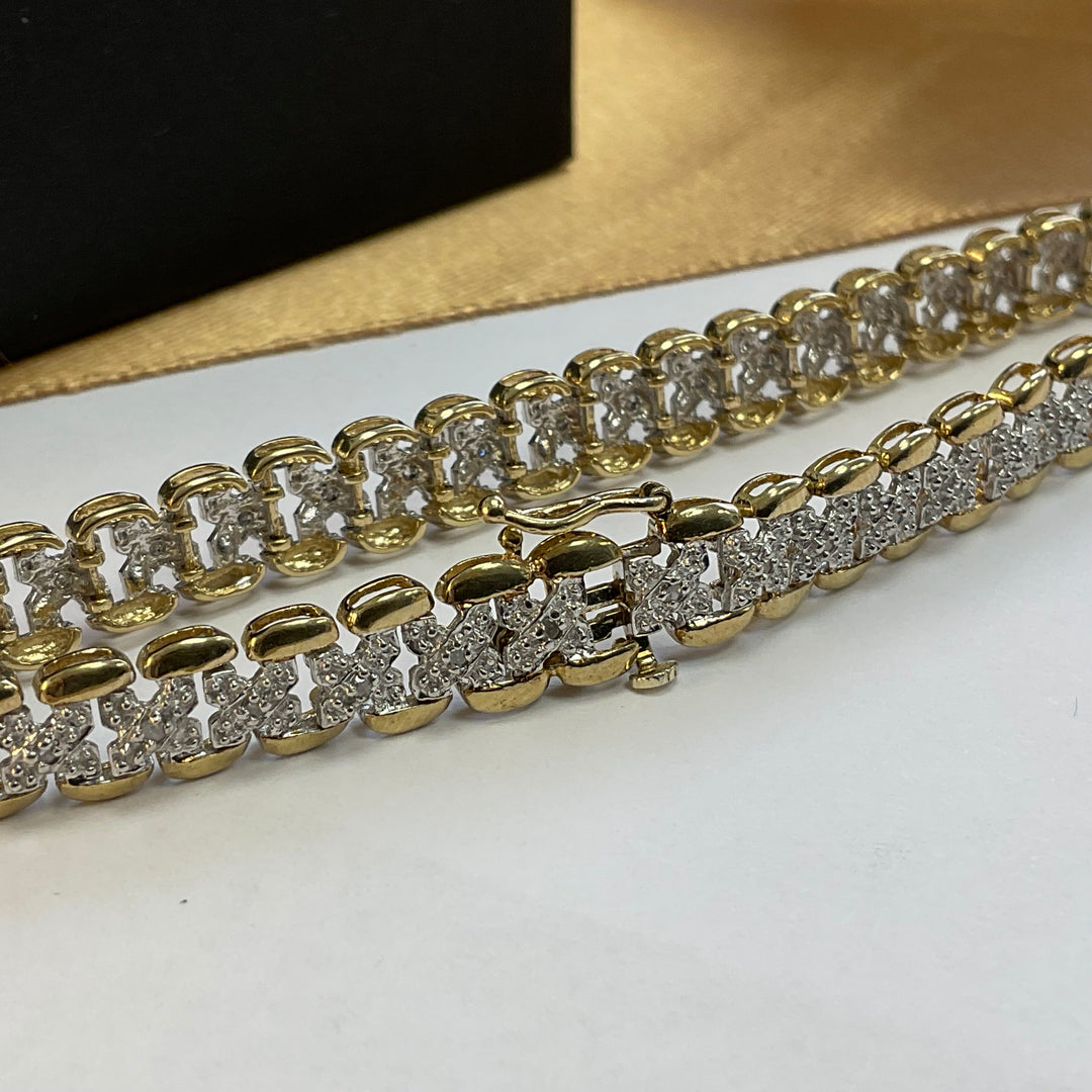 9ct Yellow Gold Diamond Tennis Bracelet