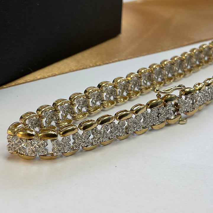 9ct Yellow Gold Diamond Tennis Bracelet