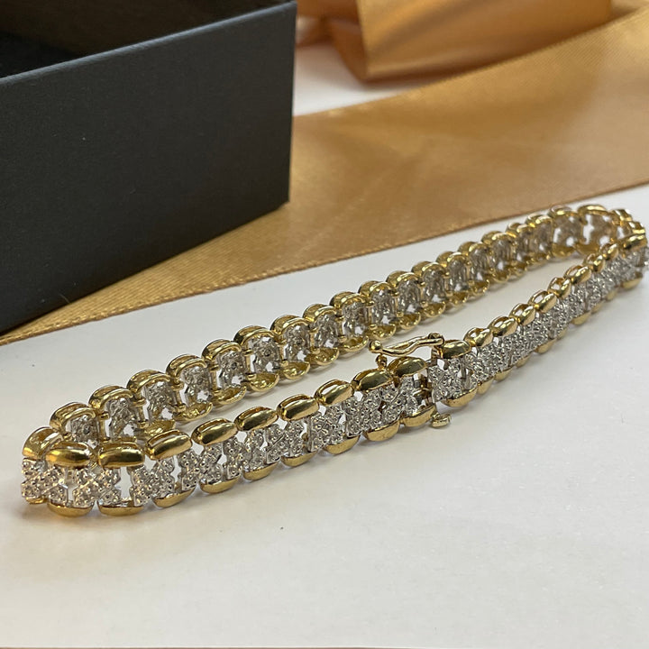 9ct Yellow Gold Diamond Tennis Bracelet