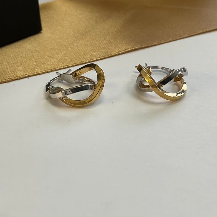 9ct Yellow & White Gold Hoop Earrings