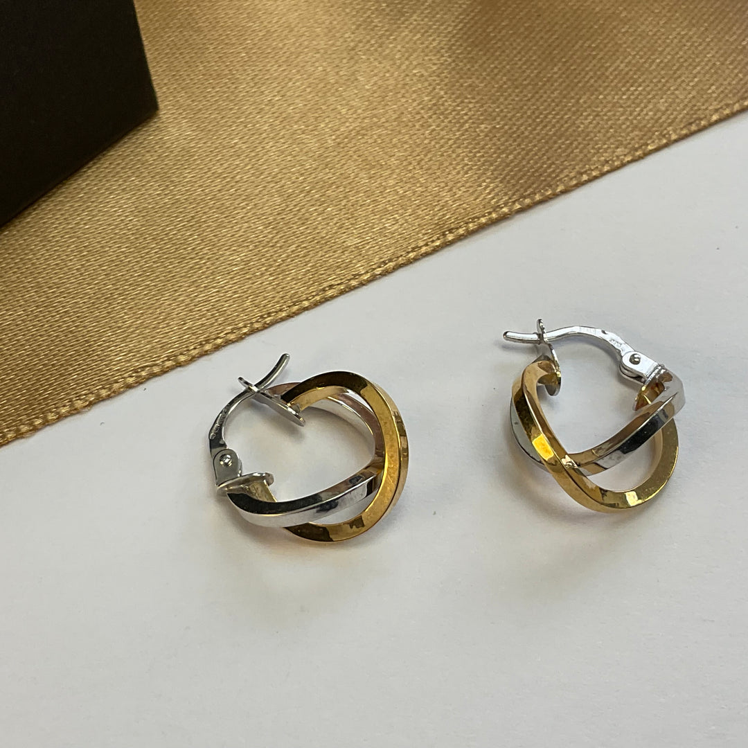 9ct Yellow & White Gold Hoop Earrings