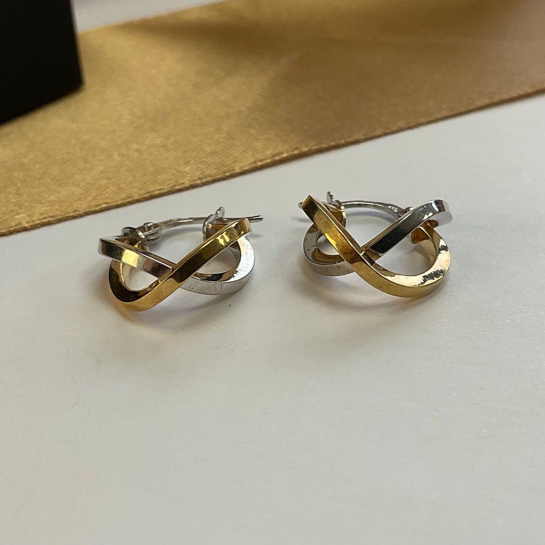 9ct Yellow & White Gold Hoop Earrings