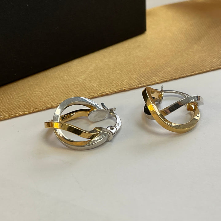 9ct Yellow & White Gold Hoop Earrings